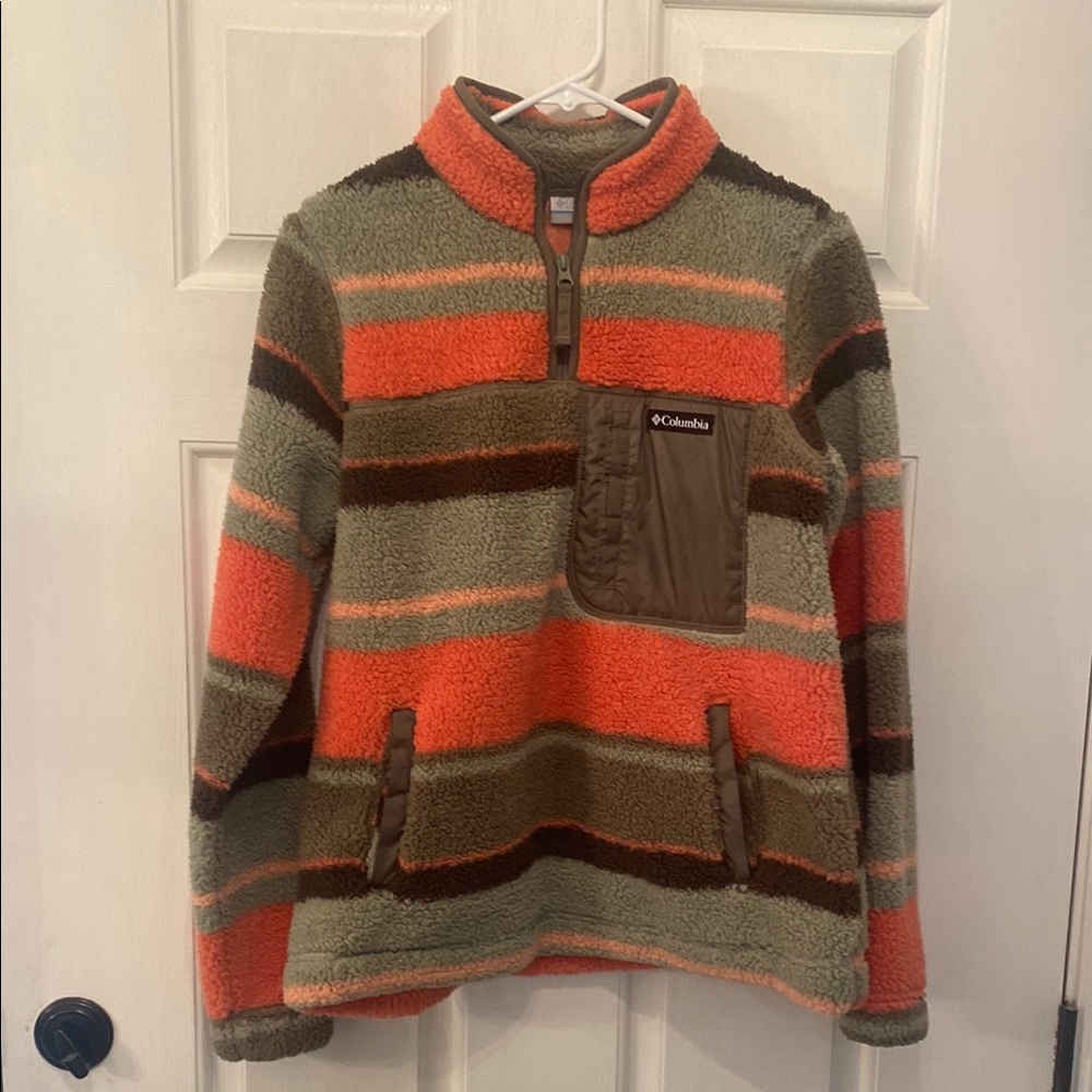 Columbia women’s striped 1/4 zip Orange and Green